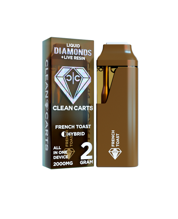 French Toast 2G Clean Carts – Liquid Diamonds + Live Resin All-in-One Vape Cartridge