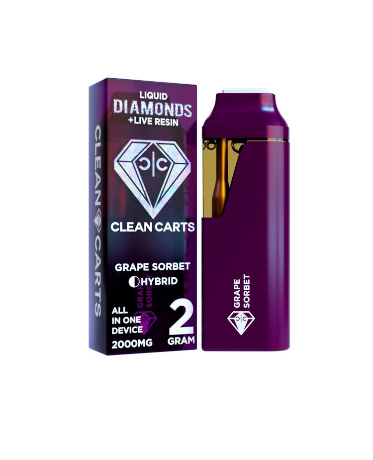 Grape Sorbet 2G Clean Carts – Liquid Diamonds + Live Resin All-in-One Vape Cartridge