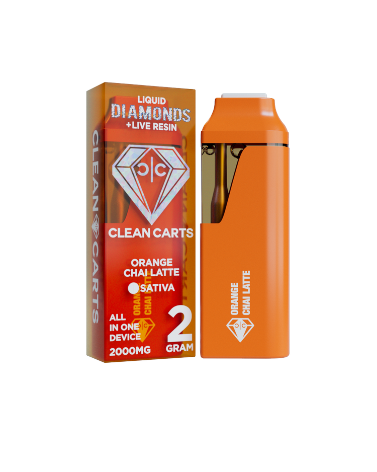 ORANGE CHAI LATTE 2G Clean Carts LIQUID DIAMONDS + LIVE RESIN