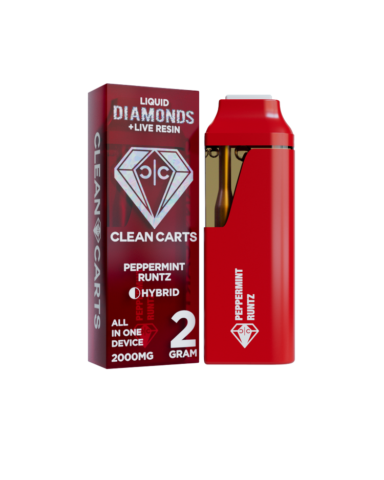 PEPPERMINT RUNTZ 2G Clean Carts LIQUID DIAMONDS + LIVE RESIN