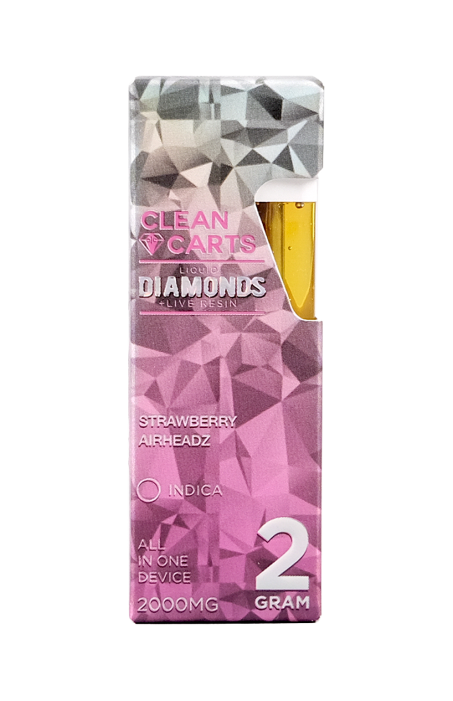 STRAWBERRY AIRHEADZ 2G Clean Carts LIQUID DIAMONDS + LIVE RESIN